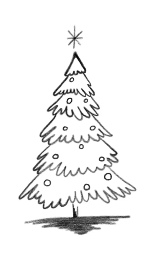 How to Draw a Christmas Tree - Example 7c